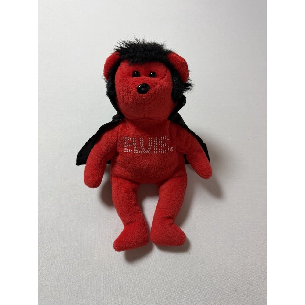 Ty Beanie Baby ELVIS Bear Shake Rattle & Beanie Plush with Cape